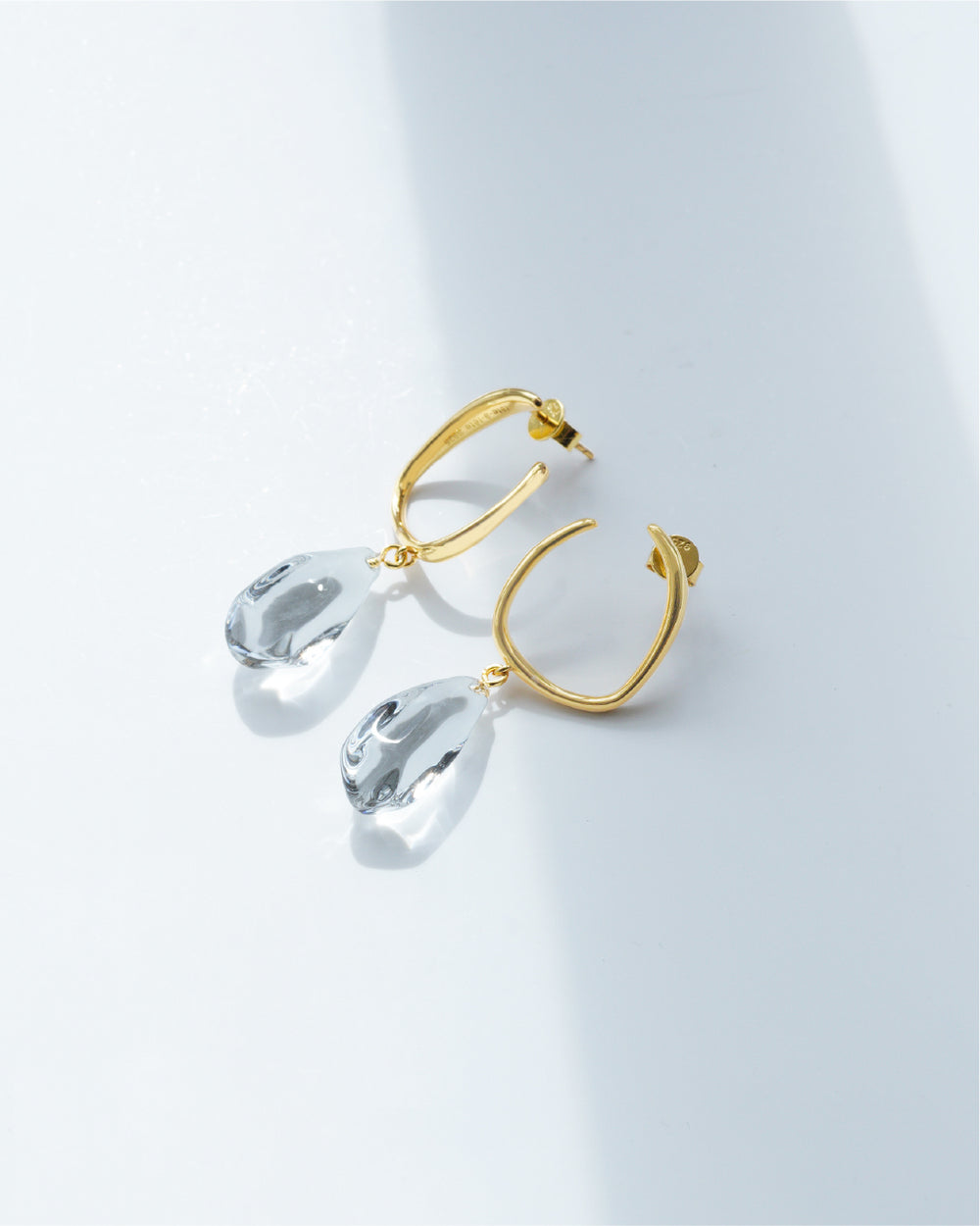 Drop Glass Earrings - Gold