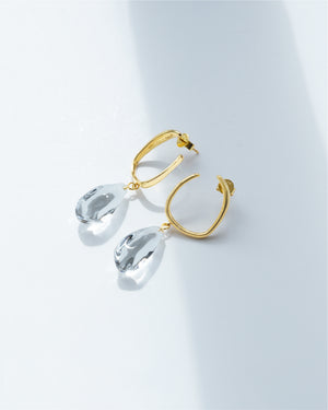 Drop Glass Earrings - Gold