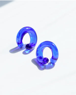 Knot Glass Earrings - Blue