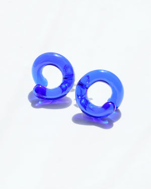 Knot Glass Earrings - Blue