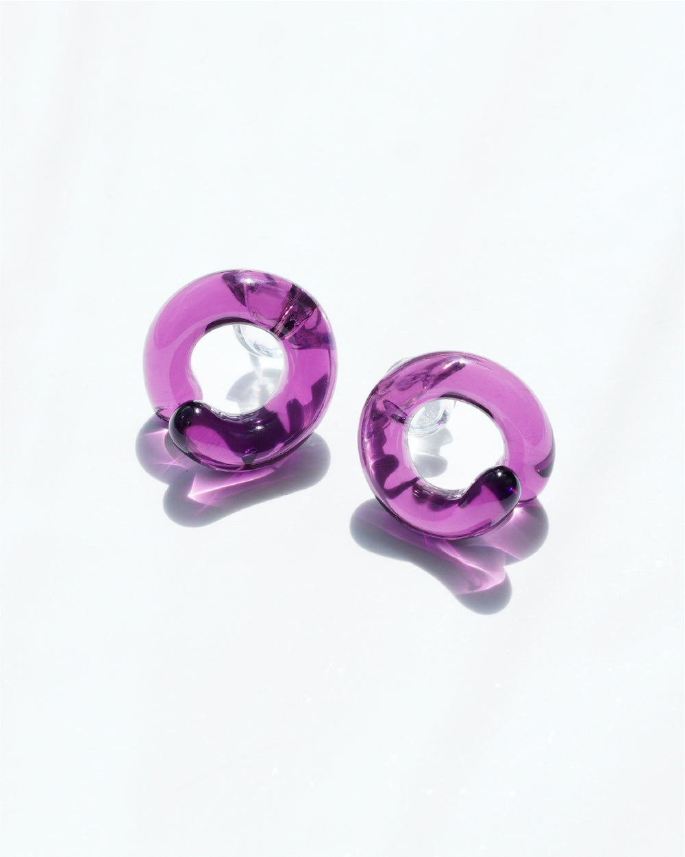 Knot Glass Earrings - Grape Purple