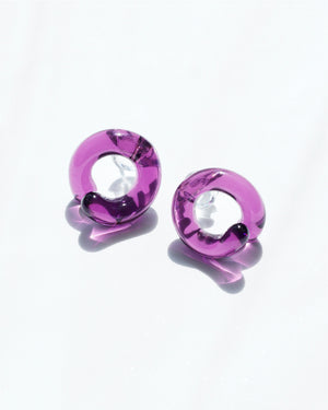 Knot Glass Earrings - Grape Purple