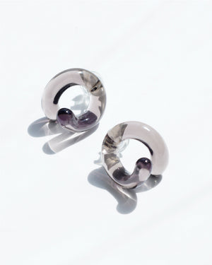 Knot Glass Earrings - Charcoal