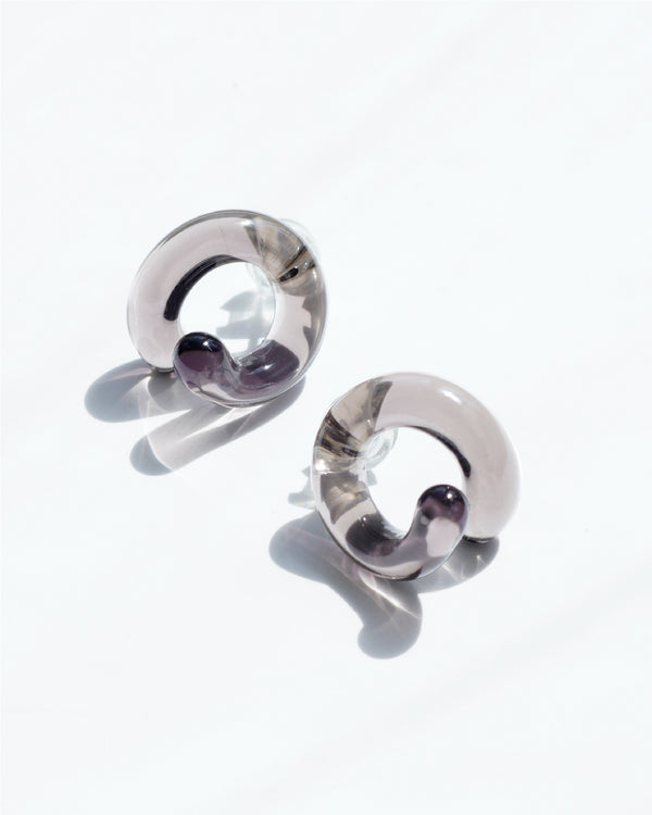 Knot Glass Earrings - Charcoal