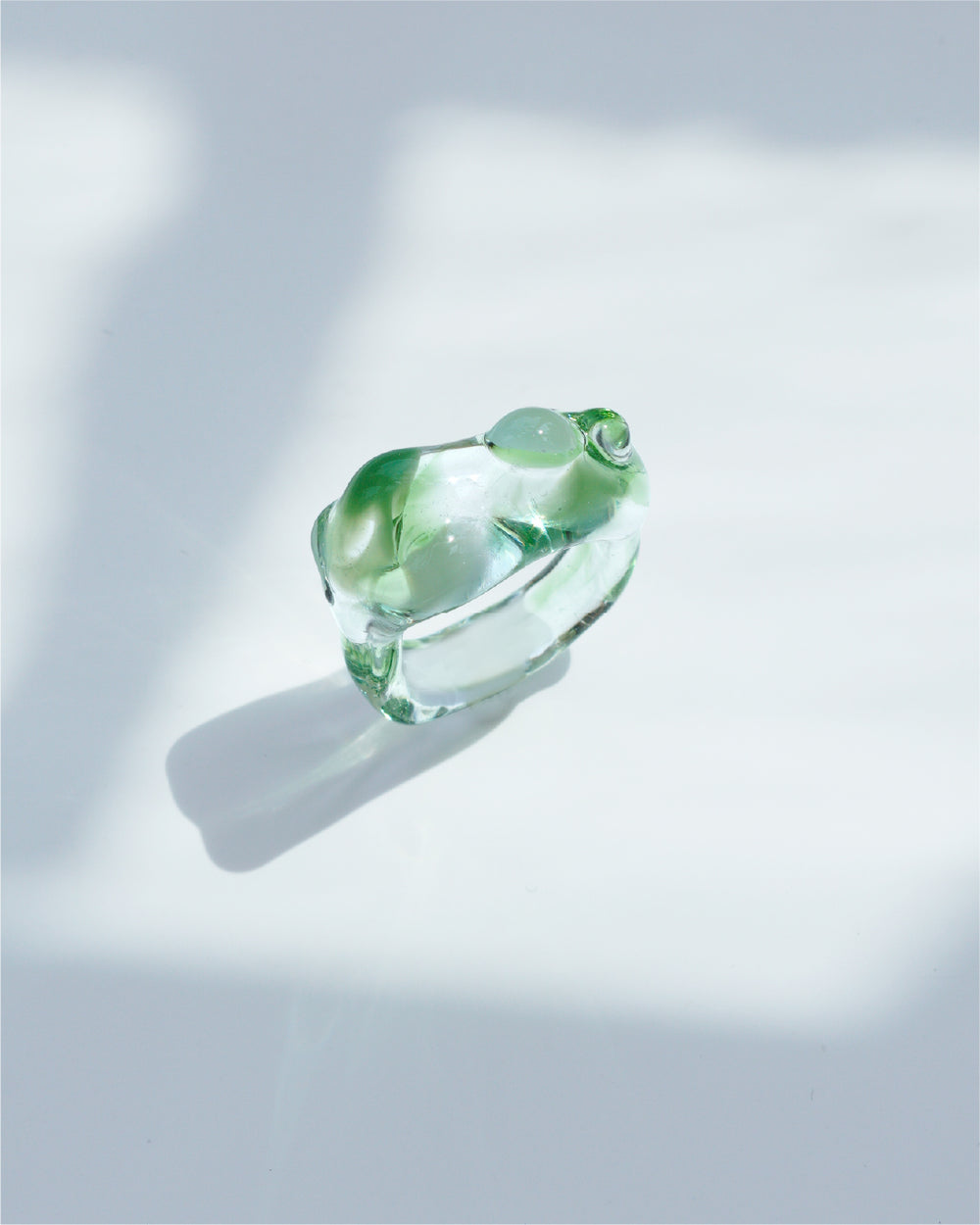 Cloudy Glow Glass Ring - Green