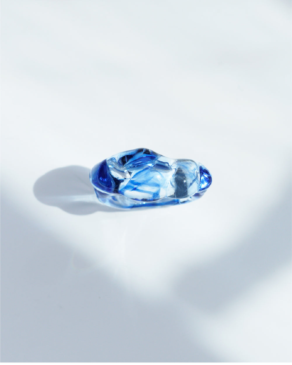 Cloudy Glow Glass Ring - Blue