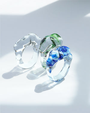 Cloudy Glow Glass Ring - Clear
