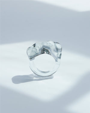 Cloudy Glow Glass Ring - Charcoal