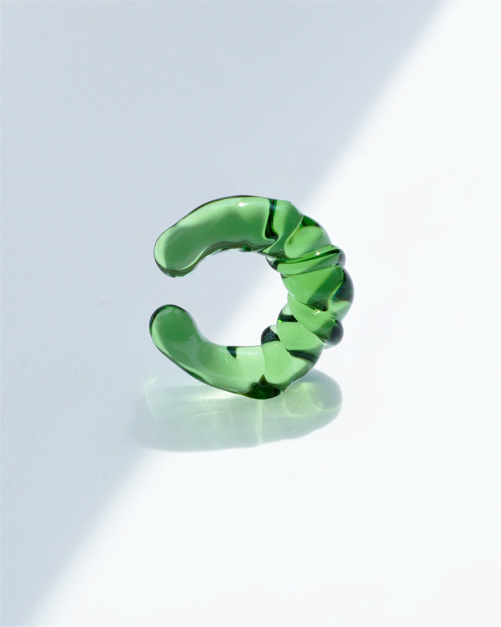Twisted Glass Ear Cuff - Green
