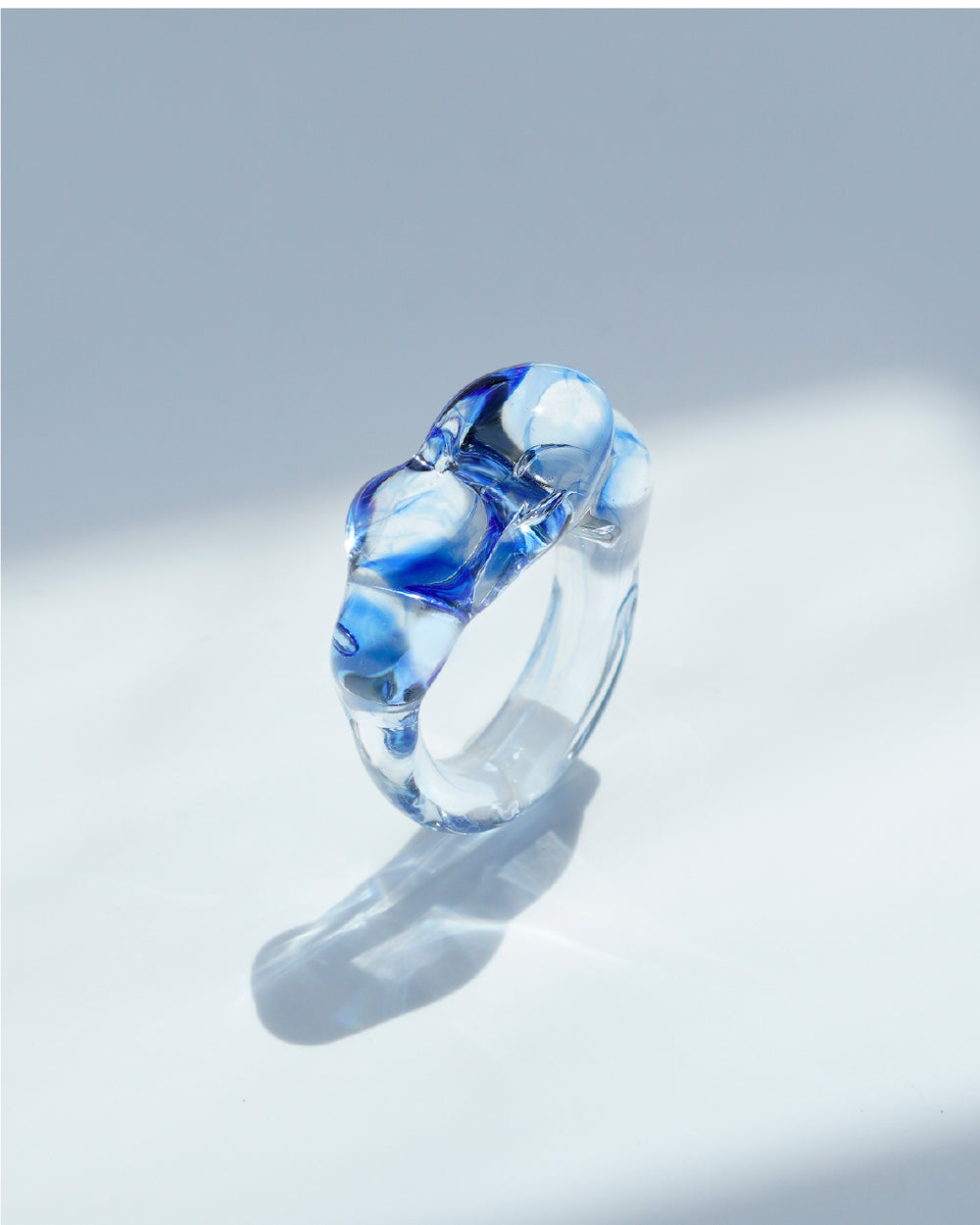 Cloudy Glow Glass Ring - Blue