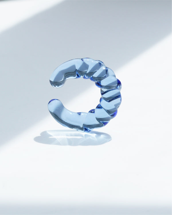 Twisted Glass Ear Cuff - Blue