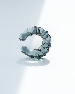 Twisted Glass Ear Cuff - Charcoal