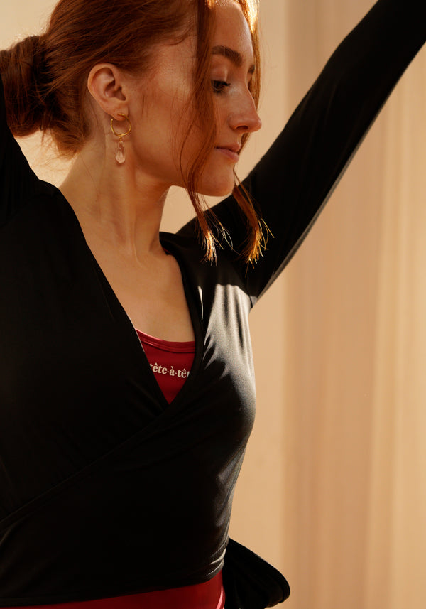 Selena Wrap Top - Black