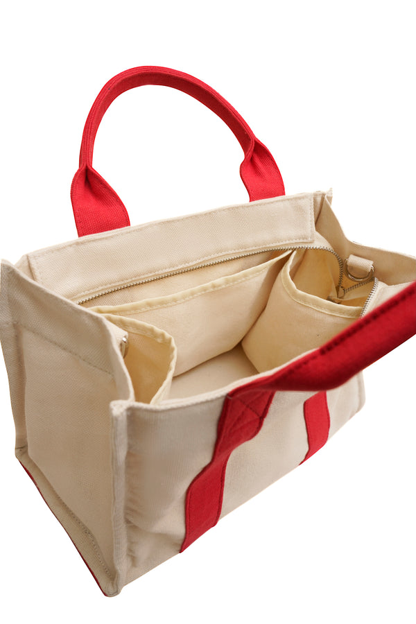 Sia Tote Bag - Creamy White & Red