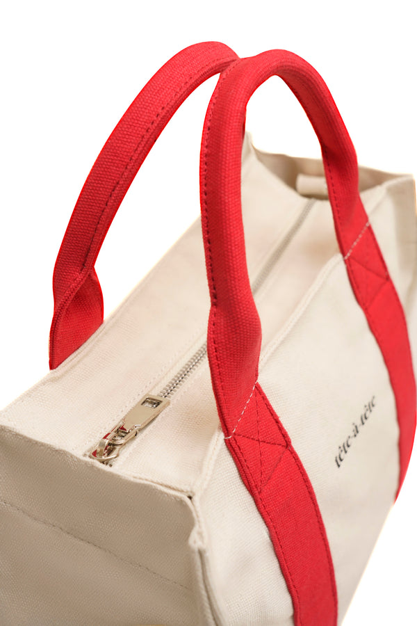 Sia Tote Bag - Creamy White & Red
