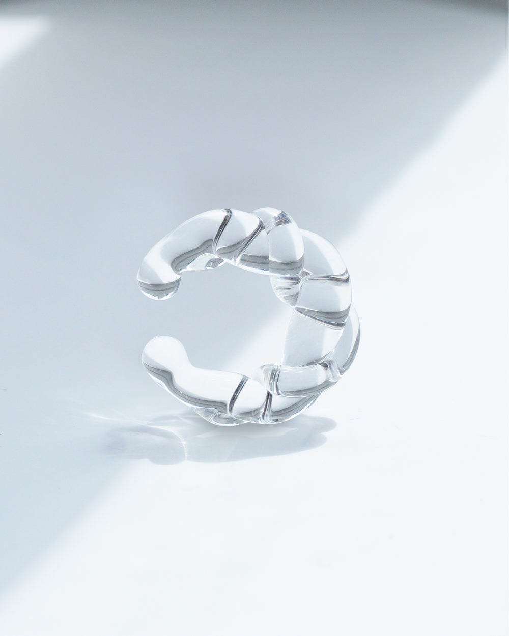 Twisted Glass Ear Cuff - Clear