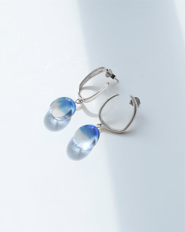 Drop Glass Earrings - Blue