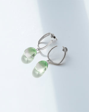 Drop Glass Earrings - Green