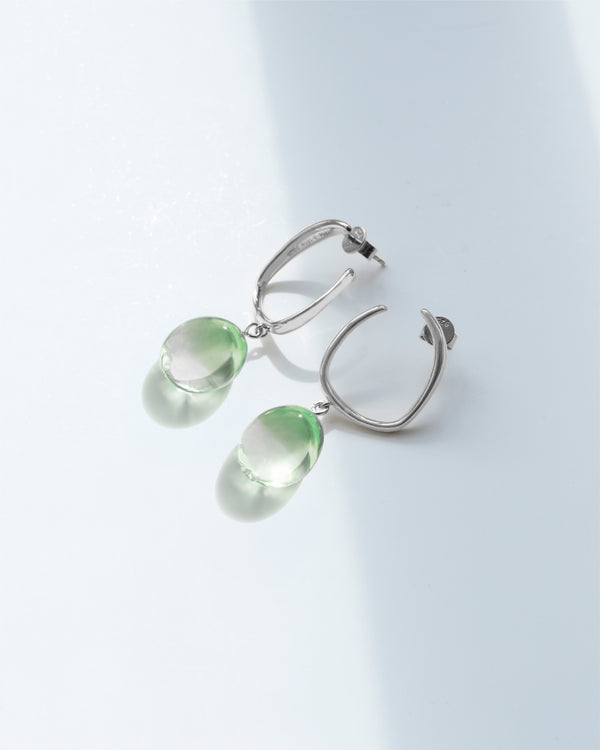 Drop Glass Earrings - Green