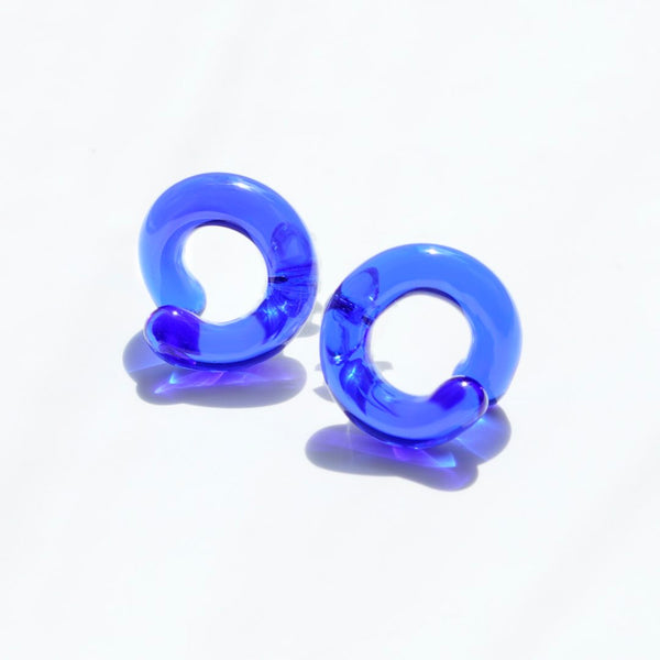Glass Knot Earrings - Blue