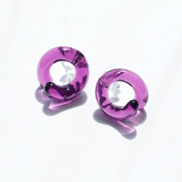 Glass Knot Earrings - Grape Purple