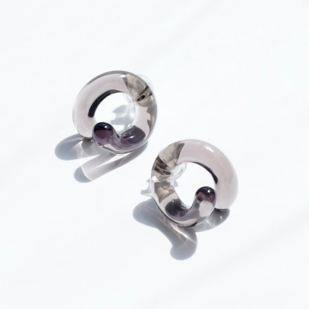 Glass Knot Earrings - Charcoal