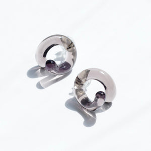 Glass Knot Earrings - Charcoal