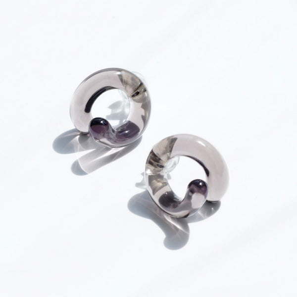 Glass Knot Earrings - Charcoal