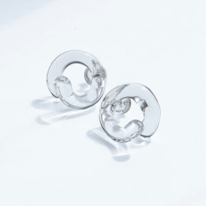 Glass Knot Earrings - Clear