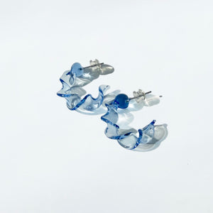 Wave Glass Earrings - Blue