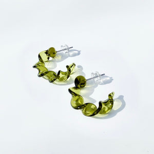 Wave Glass Earrings - Moss Green