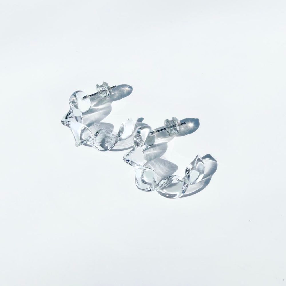 Wave Glass Earrings - Clear