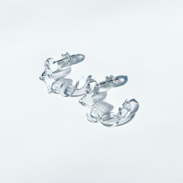 Wave Glass Earrings - Clear