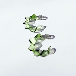 Wave Glass Earrings - Green