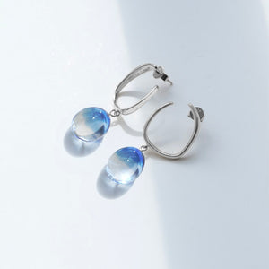 Drop Glass Earrings - Blue