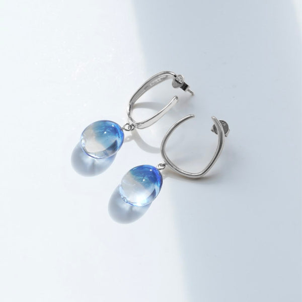 Drop Glass Earrings - Blue