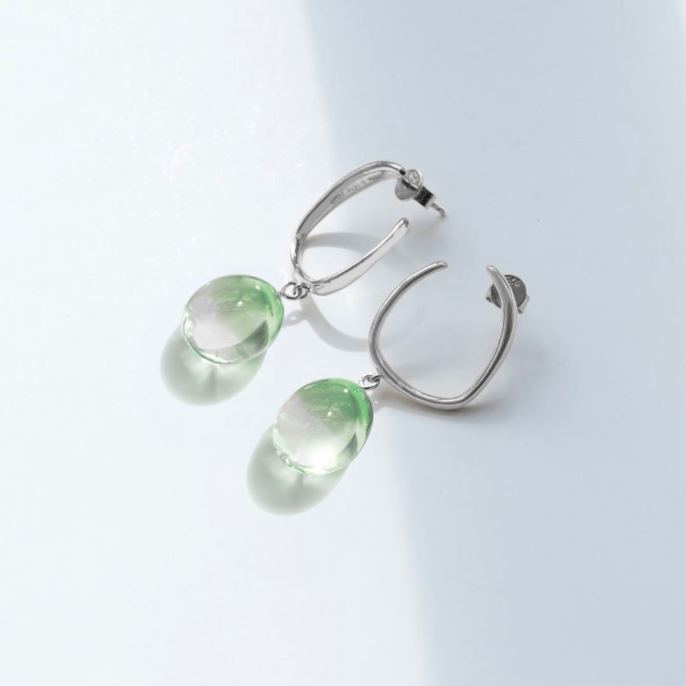 Drop Glass Earrings - Green