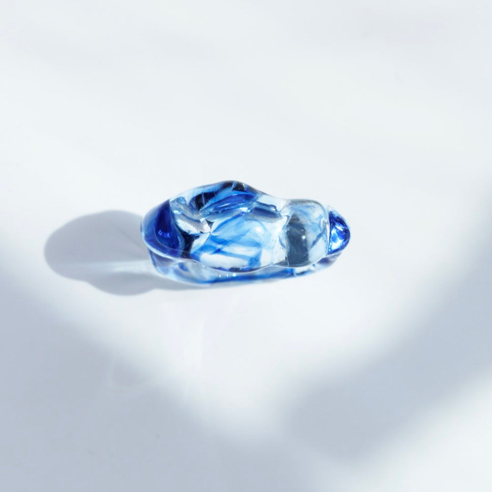 Cloudy Glow Glass Ring - Blue