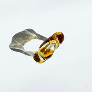 Cloudy Glow Glass Ring - Caramel