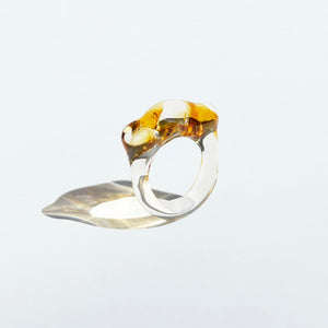 Cloudy Glow Glass Ring - Caramel