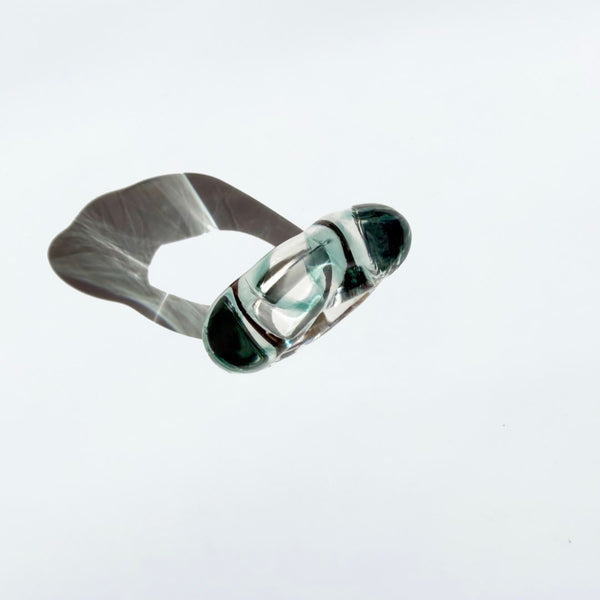 Cloudy Glow Glass Ring - Turquoise