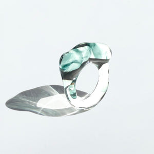 Cloudy Glow Glass Ring - Turquoise